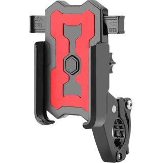Suport telefon Fivestars BikeDock PHH-100, prindere pe ghidon 22-31.8mm, latime telefon 7-10cm, aluminiu, negru/rosu