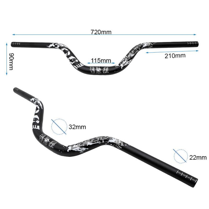 Ghidon 720mm cu rise 90mm negru