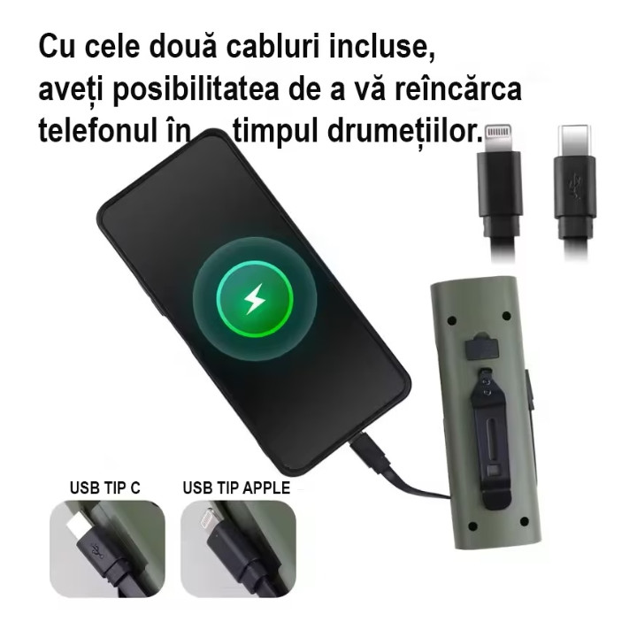 Far reincarcabil Fivestars Power Light PBL-6400, powerbank 6400 mAh, USB Type-C, alb