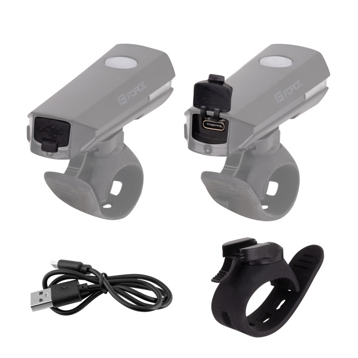 Far fata Force Flux 200 Lumeni USB negru