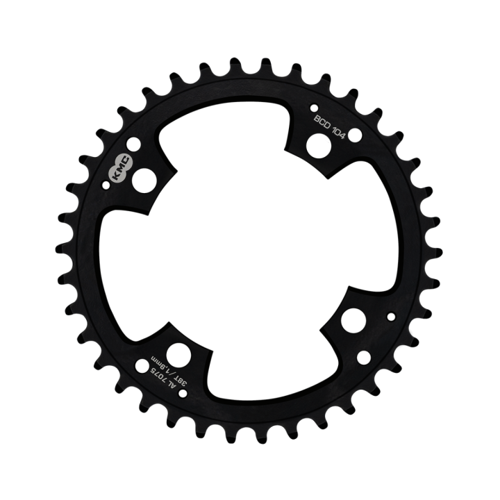 Placa pedalier KMC 38T 1.9mm BCD104 Narrow-Wide AL7075 Neagra