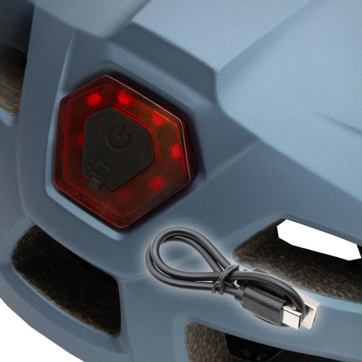 Casca cu lumini fata/spate CP04 Albastra M