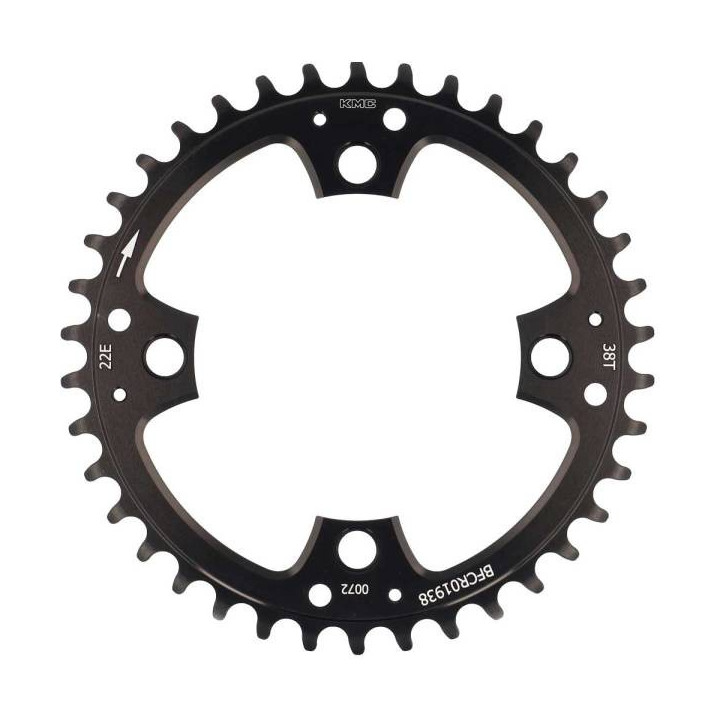 Placa pedalier KMC 38T 1.9mm BCD104 AL7075 Neagra