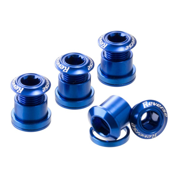 Set 4 suruburi angrenaj Reverse Chainring Bolt Albastre