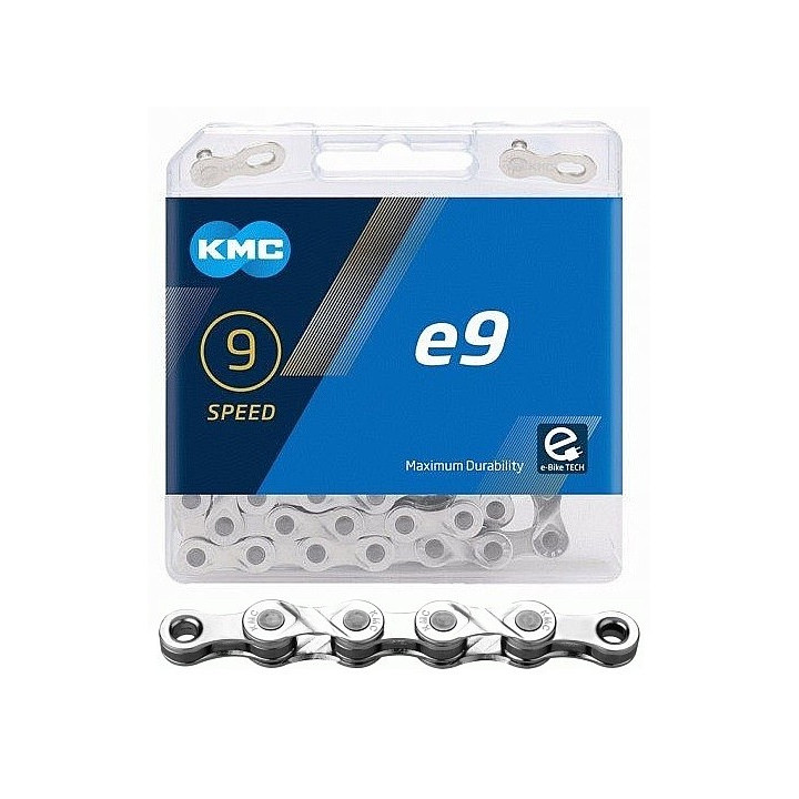 Lant KMC E9 Silver 9 viteze, 122 zale, Ebike, Argintiu